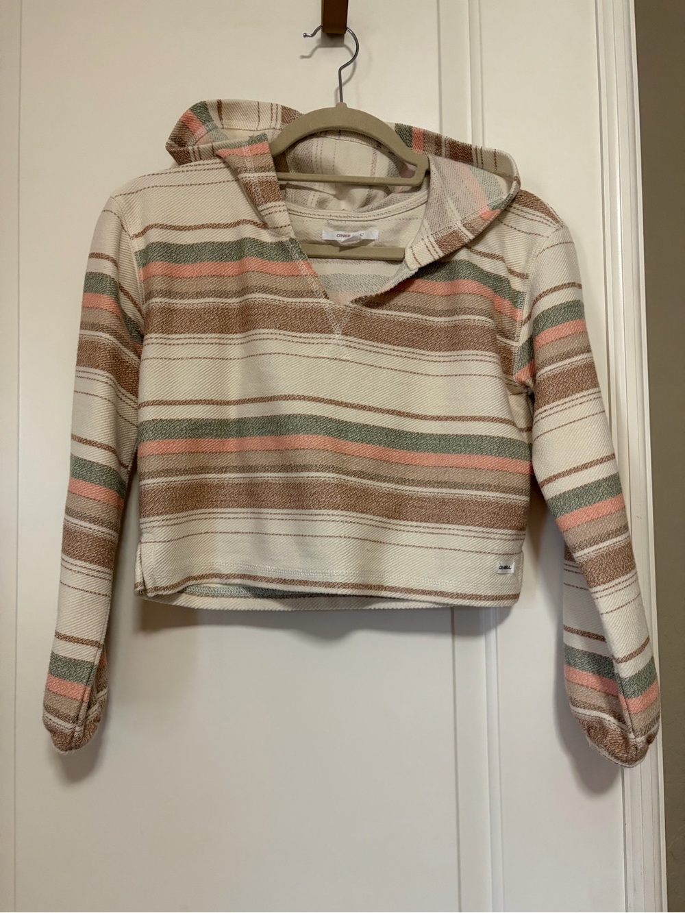 ☀️🌊O'Neill Striped Hooded Cropped Beachy Lounge Pullover Sweatshirt🌊☀️